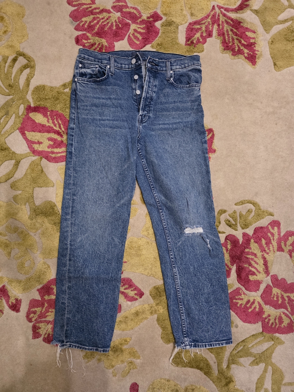 Mother High-Rise Distressed Women’s Jeans in Blue